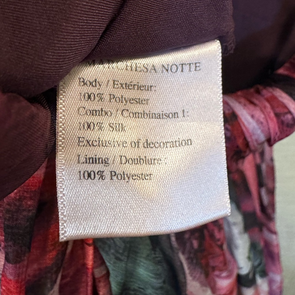 Marchesa Notte Plum Floral Print Chiffon Gown Maxi Dress in Size 10 - Picture 6 of 9